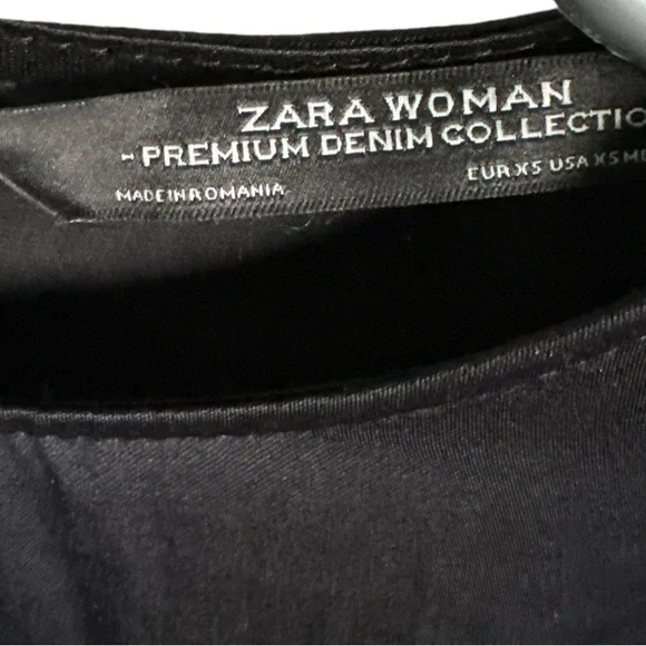 ZARA WOMAN Black Satin Asymmetrical Short Sleeve One Shoulder Midi Dress - Picture 3 of 3